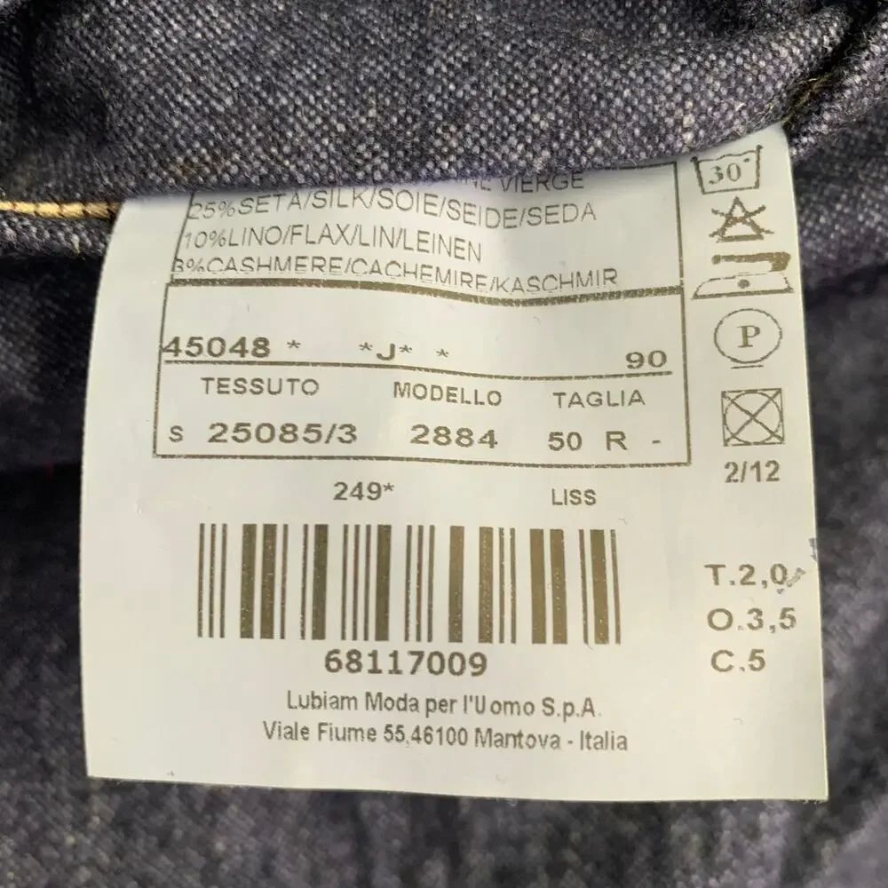 L.B.M. 1911 Size 40 Blue Wool Blend Single Breasted Sport Coat